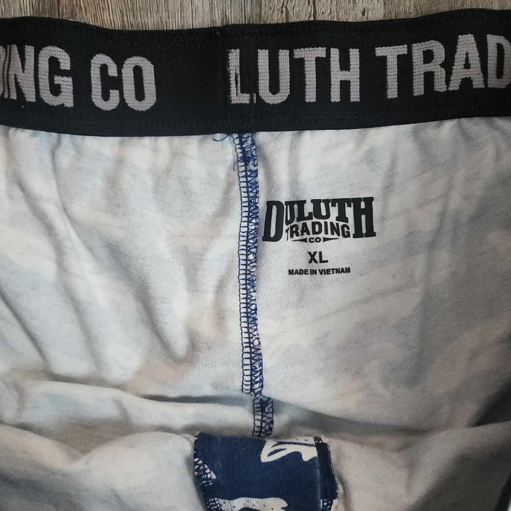 Duluth Trading Co Sleep Shorts Mens XL Blue Fish Print Cotton Knit Lounge Wear - Picture 2 of 8